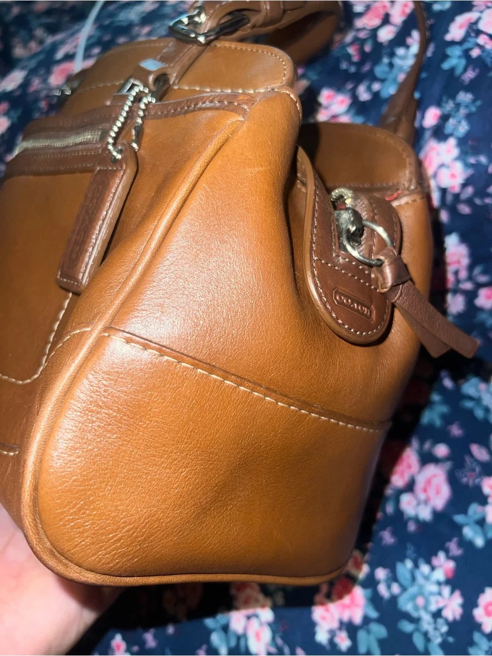 Vintage Coach Hamilton cognac brown glovetanned leather satchel No7465